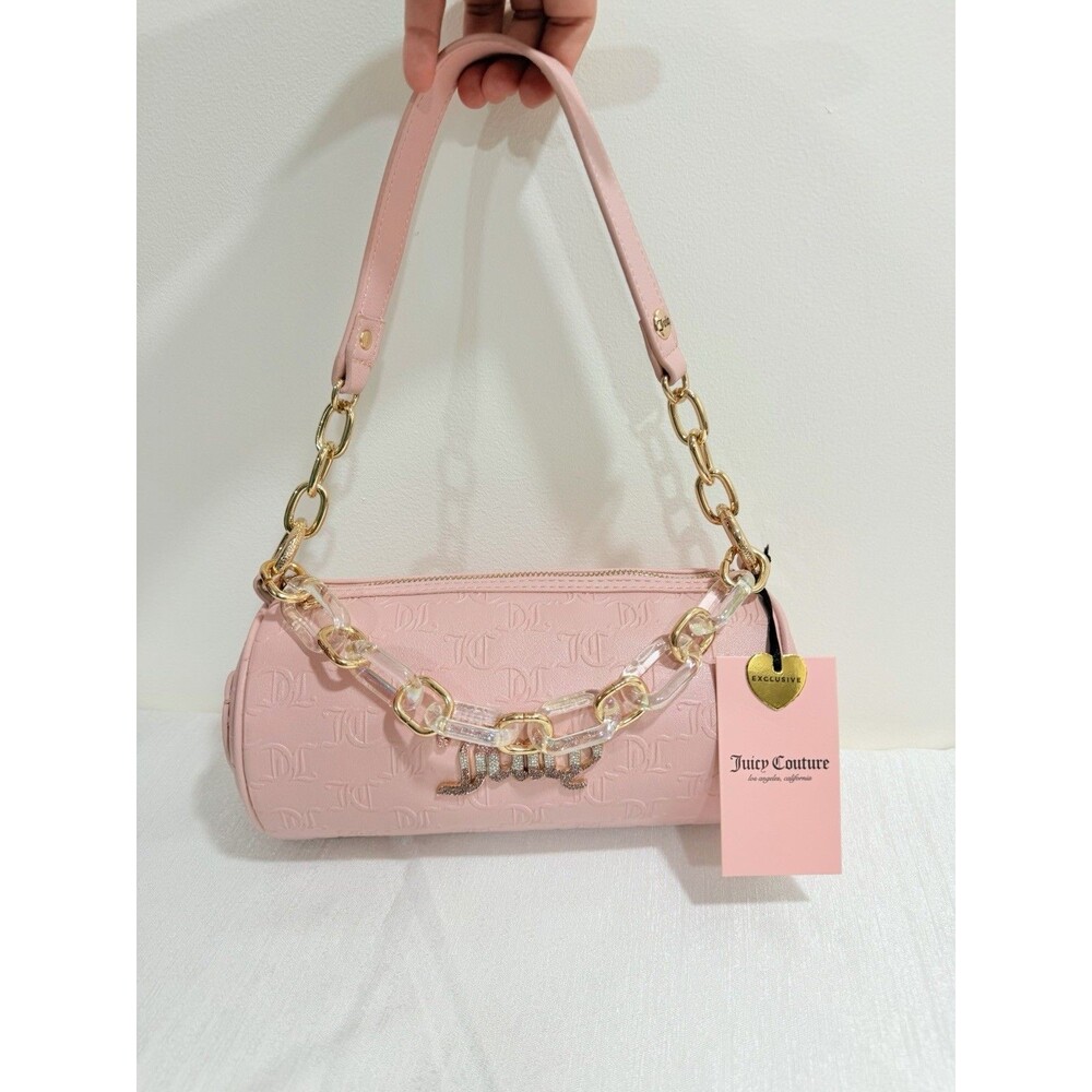 Juicy Couture Pink Bling Roll Bag Shoulder Purse NWT Rhinestone Logo